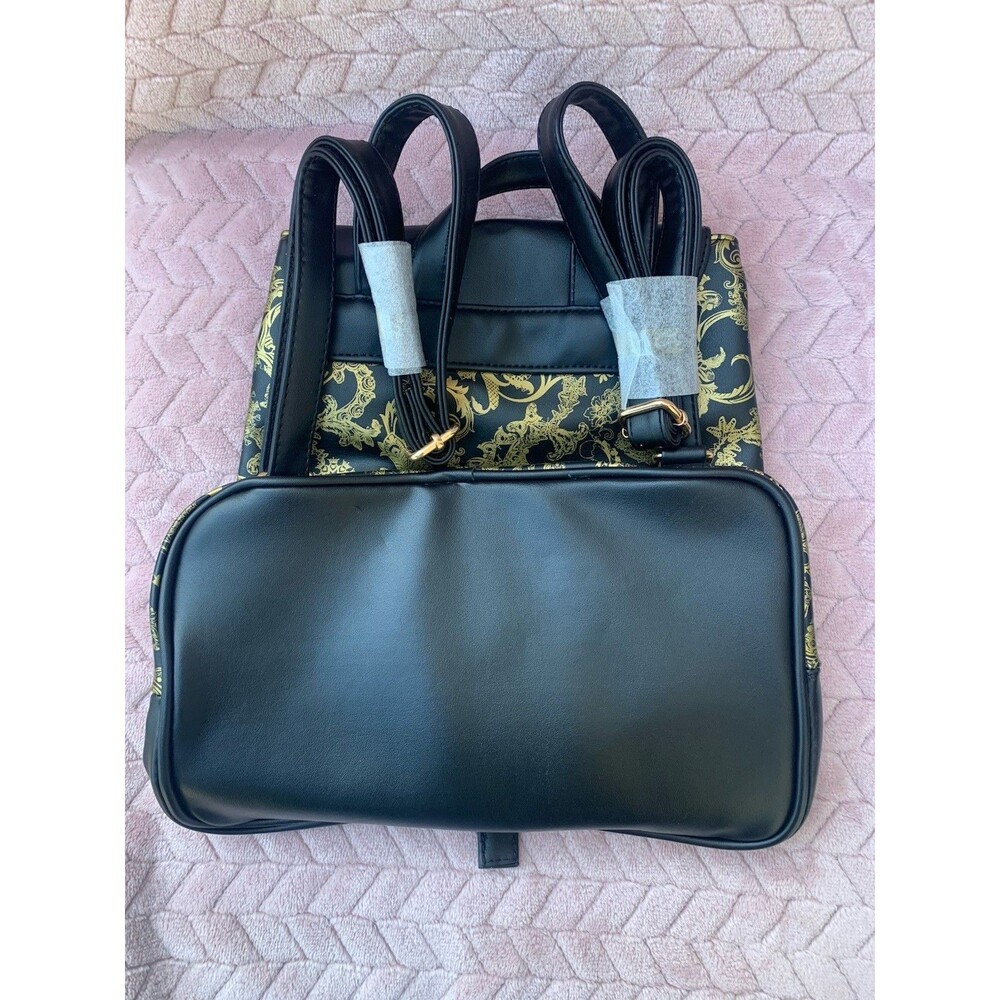 Versace Parfums Women's Backpack Bag Black/Gold Logo Zipper Closure Brand New - Picture 4 of 4